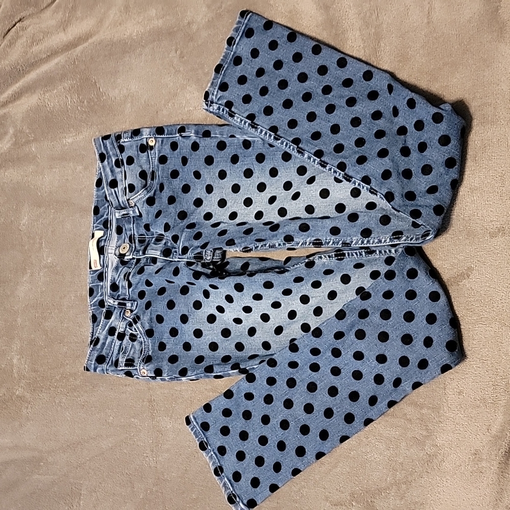 LEVIS girls super skinny polka dot jeans size 12 reg blue